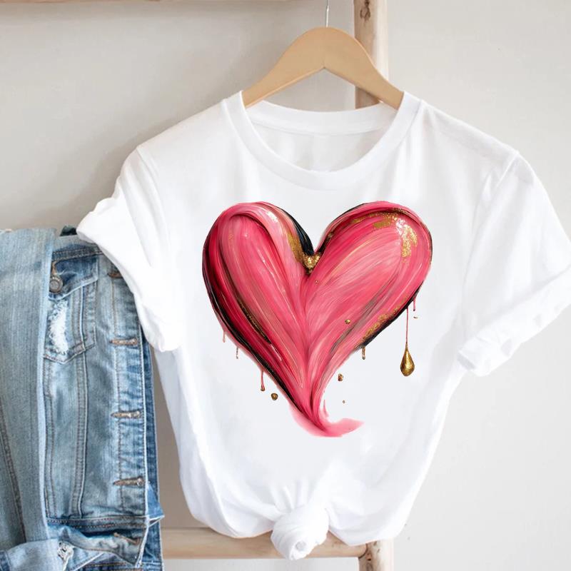 (Asian Size) Lady Female Top Graphic Short Sleeve T-shirts Printed Fashion letter love Clothing Women Casual T Shirt Tee