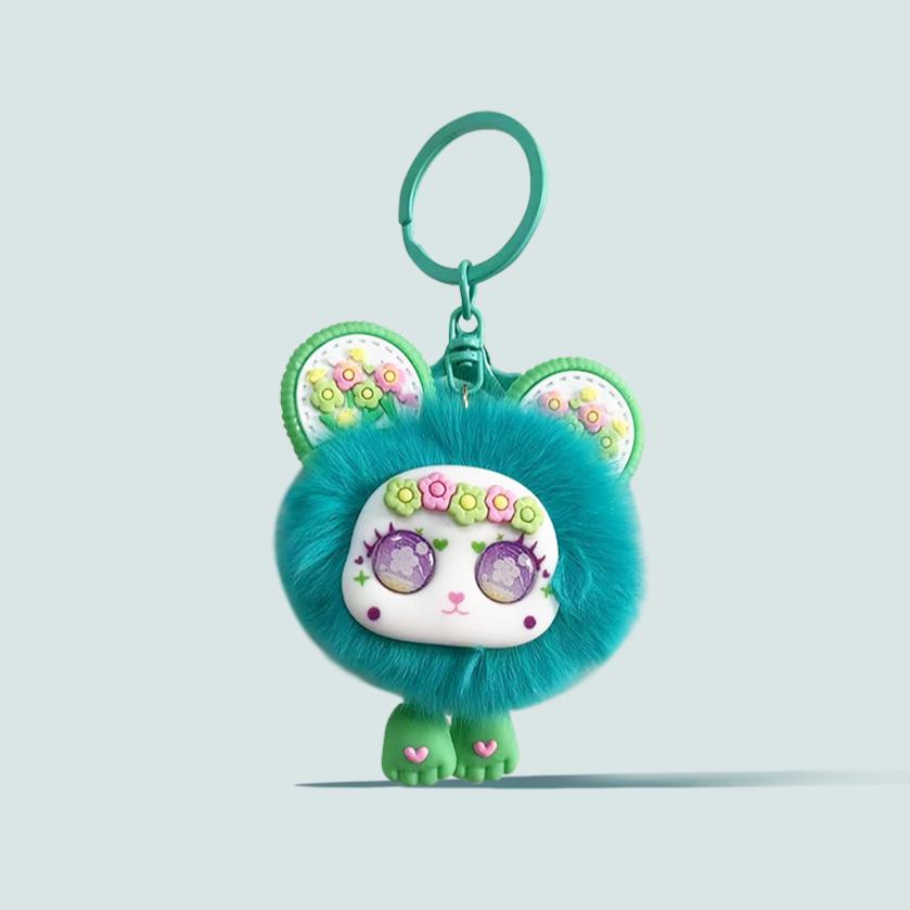 Brelok z futerkiem królika futrzany wisiorek pluszowy wisiorek do torby uroczy komiks z prawdziwymi włosami akcesoria do prezentów dla par wisiorek do tornistra