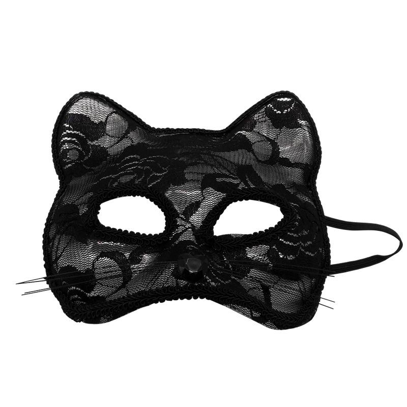 Halloween Lace Mask Half Face Female Masquerade Cosplay Animal Cat Face Black Mask