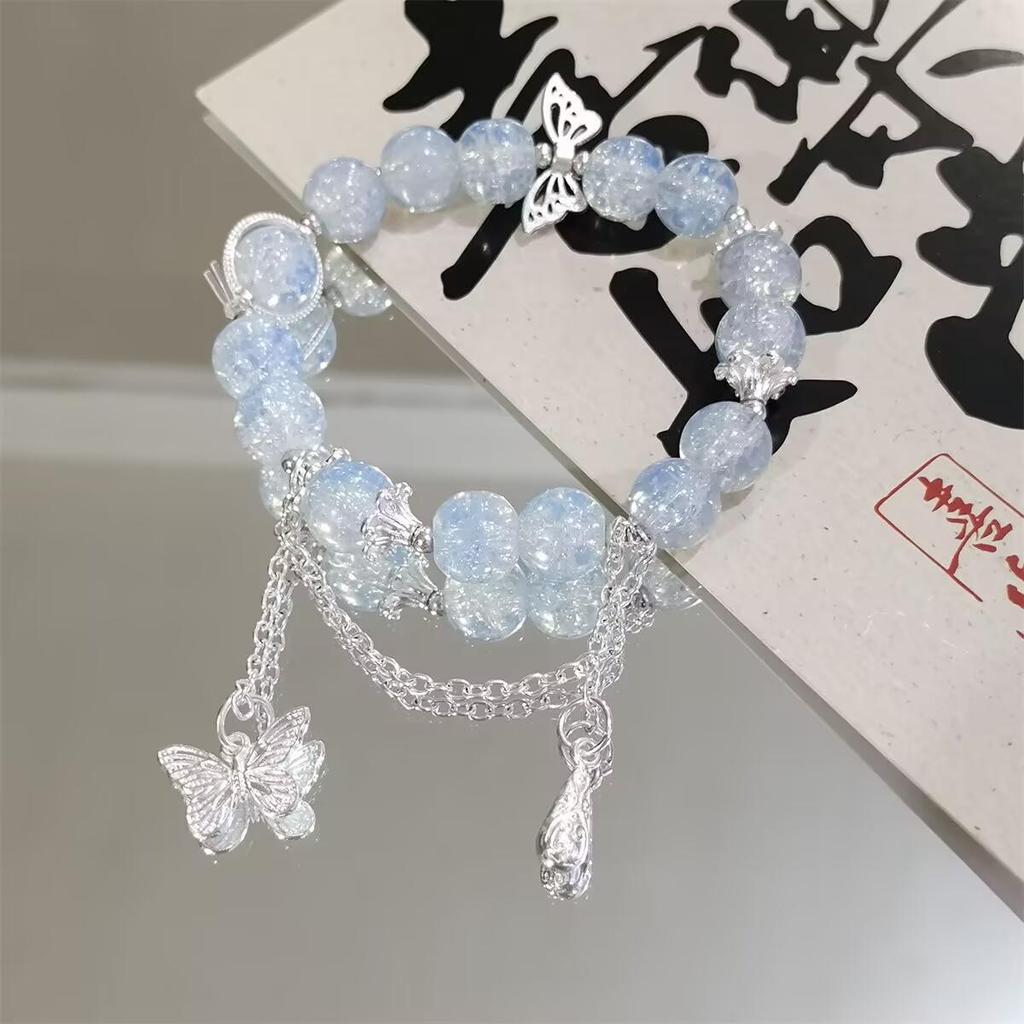 Set di Braccialetti da Donna di Alta Gamma Nove Pezzi con Design a Farfalla in Stile Cinese