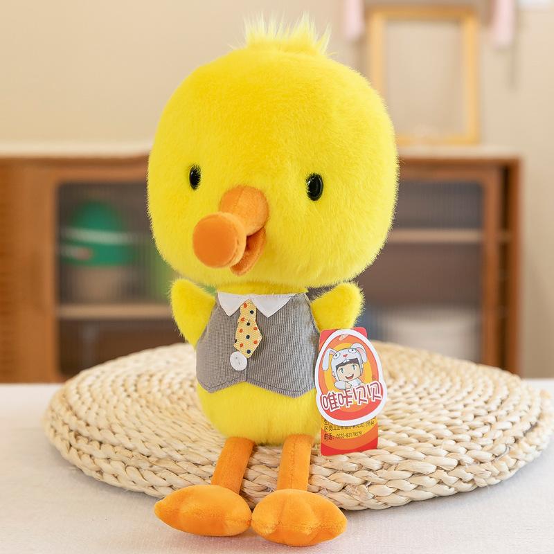 Cartoon Travel Duck Plush Toy Cute Little Yellow Duck Doll with Hat Children Rag Doll Gift