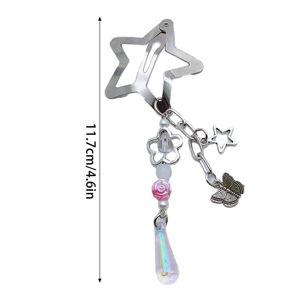 Fringed Butterfly Hair Clip for Girl Y2K Alloy Star Hairclip BobbyPin Duckbill Clip Hair Barrettes for Women Side Bangs