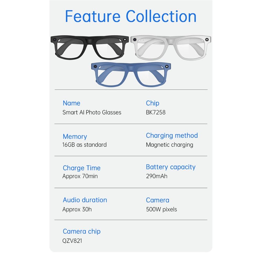 S2 Max smart glasses, AI translation, 500W pixel, camera and video recording, Bluetooth calling, music conversation translation