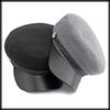 Marine Cap Wool Newsboy Hat Brim PU Leather Going Out Women Men CZ154 [White Fang] (Light Gray)