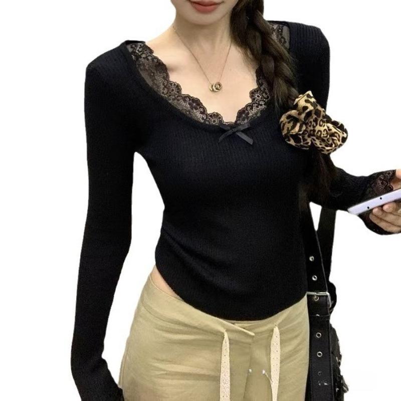 Fashion Lace Spliced Knit Cardigan Women Sweater Slim Fit Long Sleeve Knitted Tops Sweet Autumn Winter Vintage Elegant Casual Clothing
