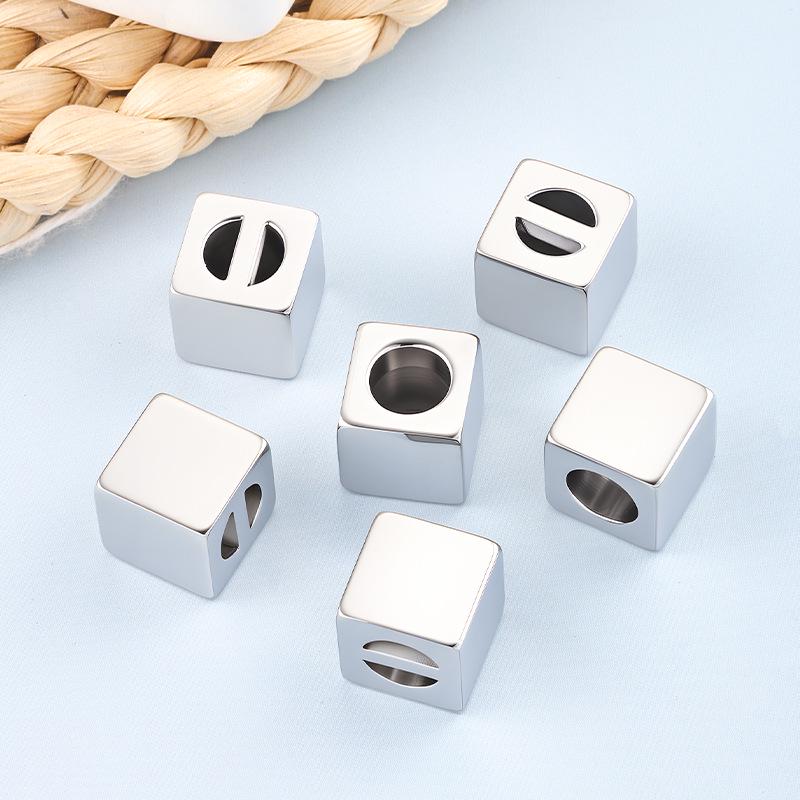 Labubu Polished Stainless Steel Square Pendant Bead for DIY Jewelry - Customizable Logo