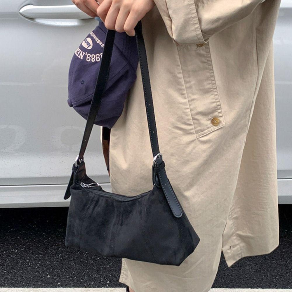 Large Capacity Slouchy Hobo Bags Shoulder Bag Solid Color Tote Bag Suede Pillow Handbag  Summer