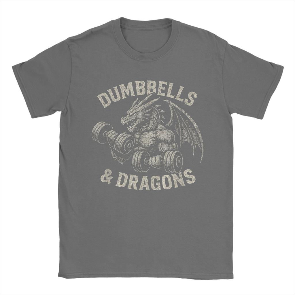 Dumbbells and Dragons Fitnessstudio T-Shirt für Unisex Lässiges Baumwoll-T-Shirt Geschenkidee Unisex Kleidung Damen Kleidung Sommer Neues T-Shirt