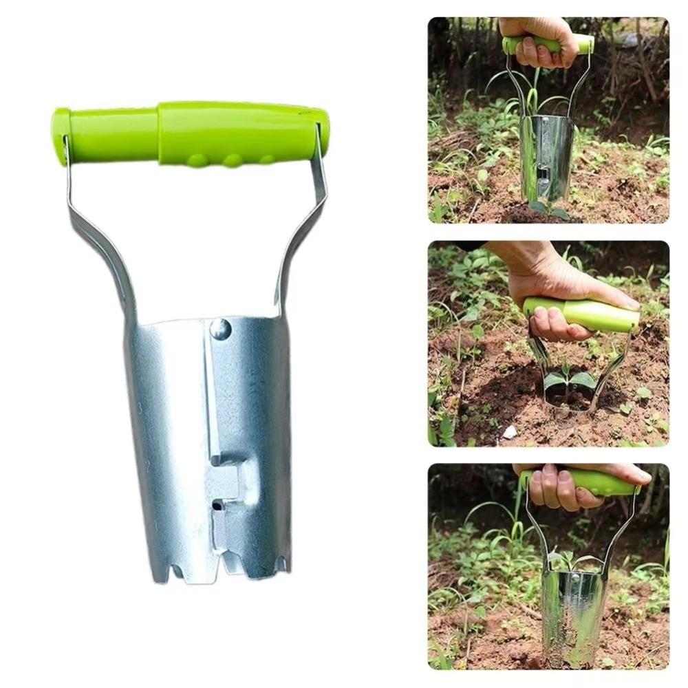 Stainless Steel Garden Seedling Transplanter Handheld Design Multifunctional Planting Seedling Planter Hole Drilling Planter