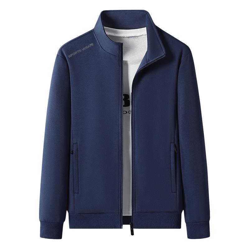 Men's Plus Size Velvet-Lined Cotton Hoodie Jacket: 2026 Autumn/Winter Fashion, Simple Sporty Style with Stand Collar