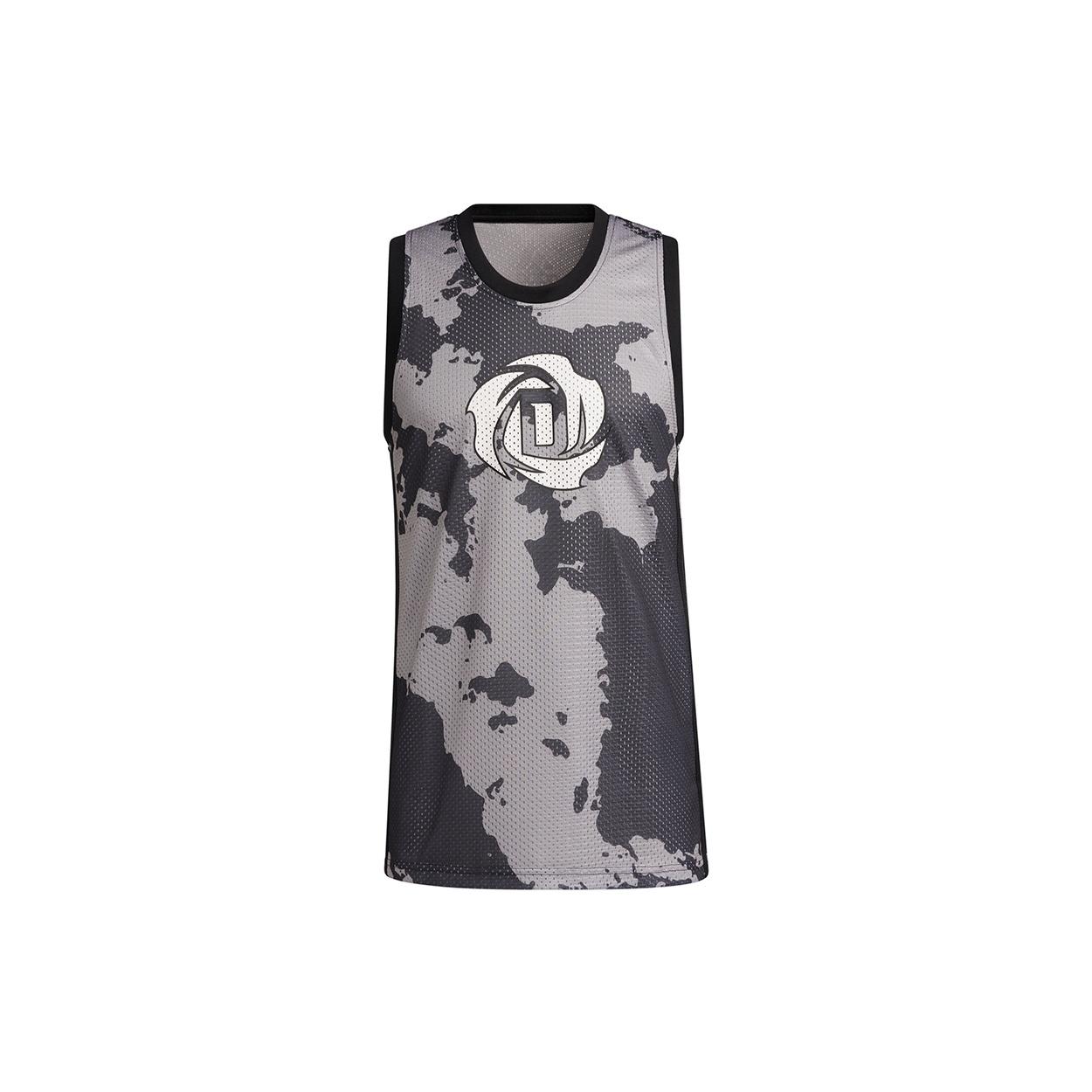 Men s adidas x Ross Crossover Logo Pattern Printing Basketball Sports Black Vest GV4698 M