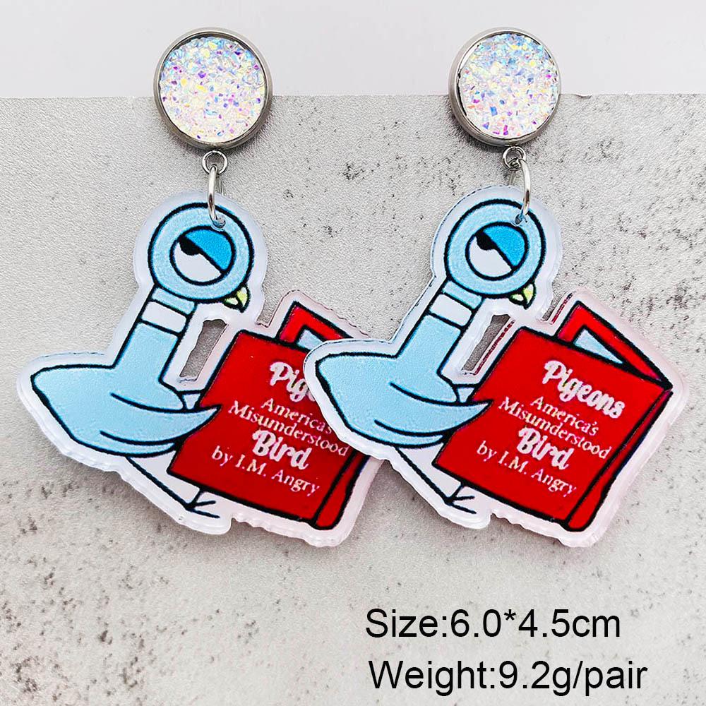 Acrylic Cartoon Animal Earrings - Cute Dragonfly, Red Dog, and Elephant Design for Students & Teachers