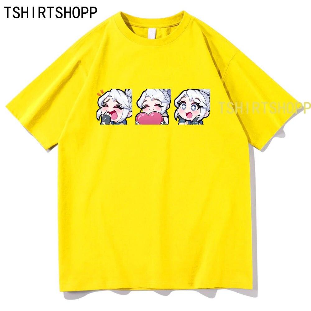 Anime Valorant T Shirt Mode Jett Unisex Kleidung Sommer Streetwear Sage Grafiken T-shirt Harajuku Baumwolle Tops Kawaii Kleidung
