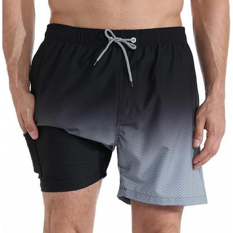Mens Quick-Dry Board Shorts Swim Trunks With Print Design Beach Surfing Swimming Outdoor Activities