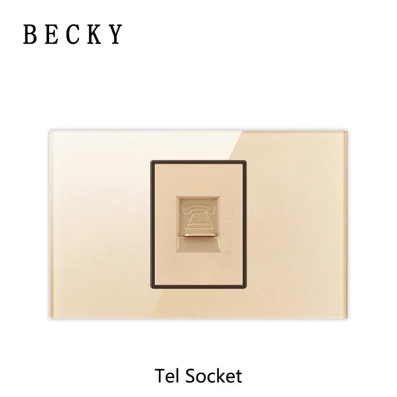 118 Type Gold Piano Key Tempered Glass Reset Switch Fashionable Switch Socket Universal Socket Home Hotel Office Decoration