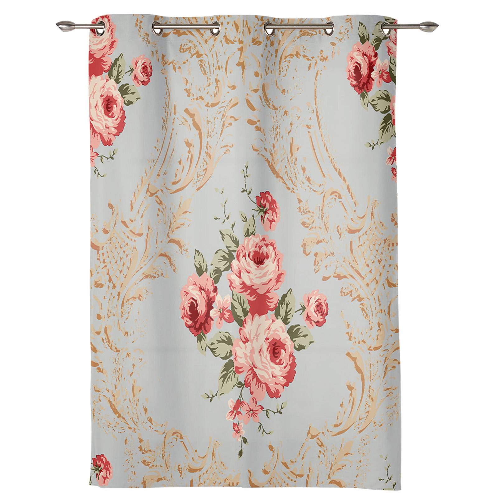 Цветочная винтажная ручная роспись оконная занавеска для гостиной — фото 2