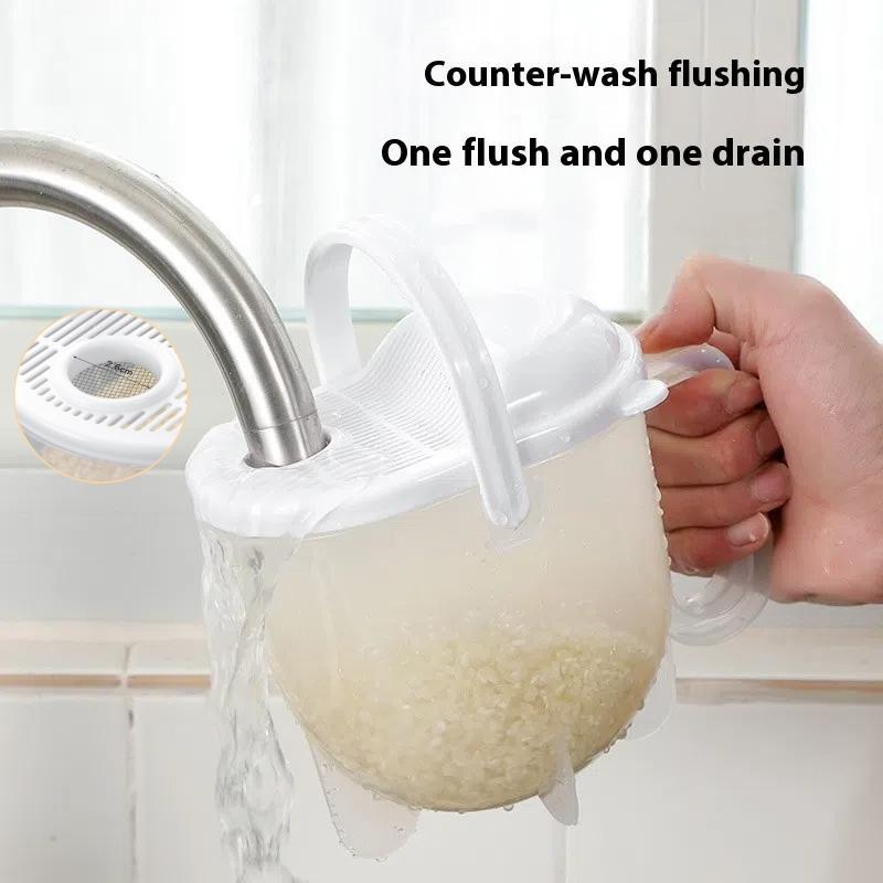 Portable Rice Strainer With Handle Rice Wash Strainer Bowl With Lid Convenient Multifunctional Kitchen Items For Grain Beans