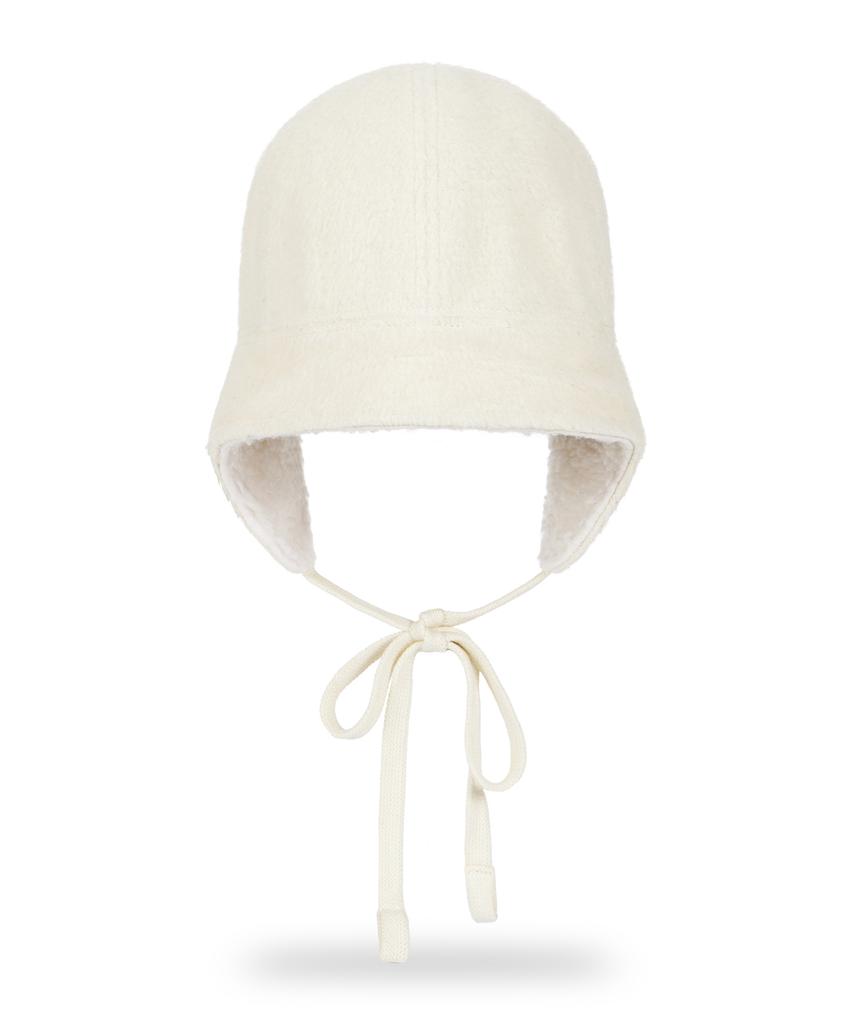Bajal Va Curved Circle Logo Flap Bonnet Hat Cream