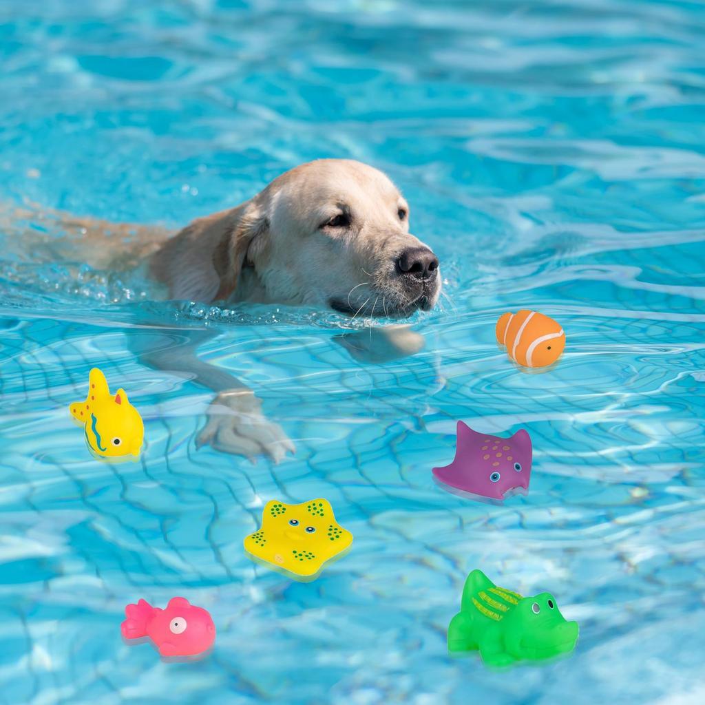 Cat Pool Toys 6pcs cat pool toys  Cat Bathing Toy Kitten Pool Water Squeaky Toy Interactive Swimming Bath Fish Toy Cat Supplies