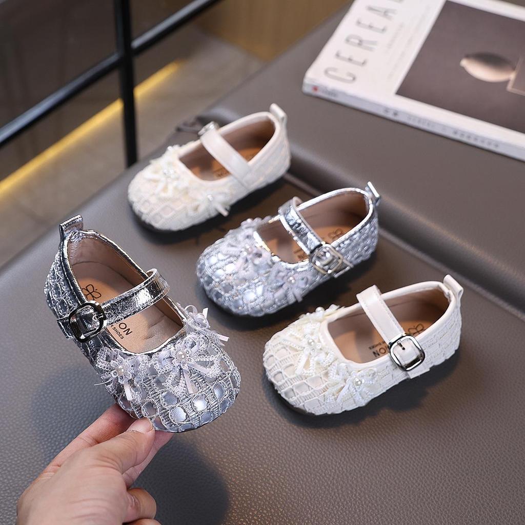 2026 Autumn Versatile Girls' Princess Shoes - Non-slip, Soft Sole with Pearl Bow