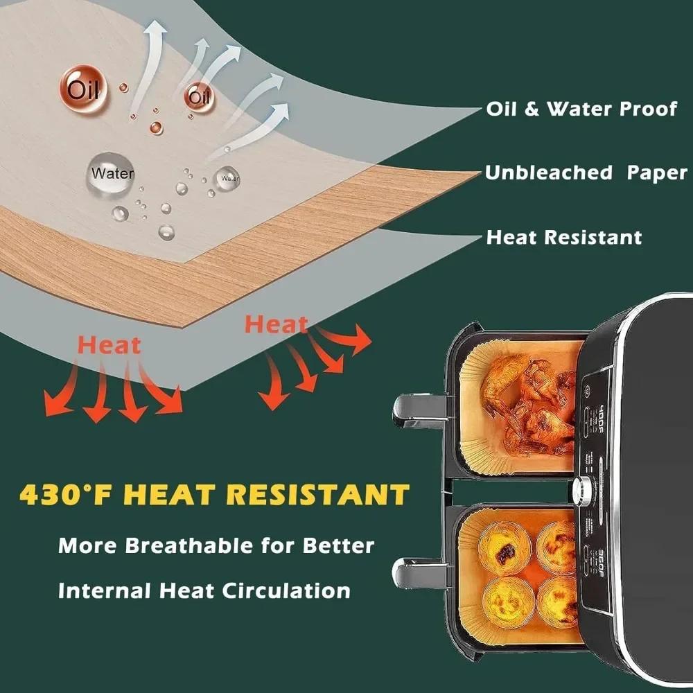 Air Fryer Papper Engångs Kök Bakning Airfryer Mat Oljesäker Non-Stick Mikrovågsugn Grillunderlägg Bakpapper Foder