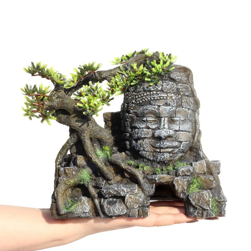 1pc Kreative große Buddha stamm aquarium landschaftsbau Schloss baum haus harz de