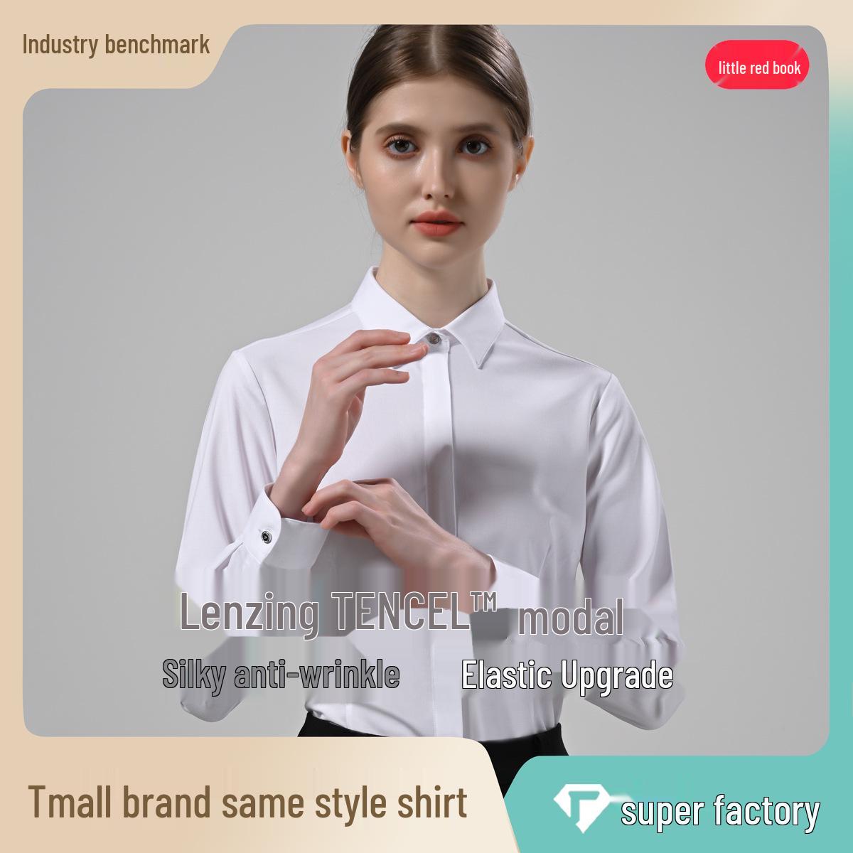 

Women s Lenzing Tencel Modal Long Sleeve Formal White Workwear Shirt 37