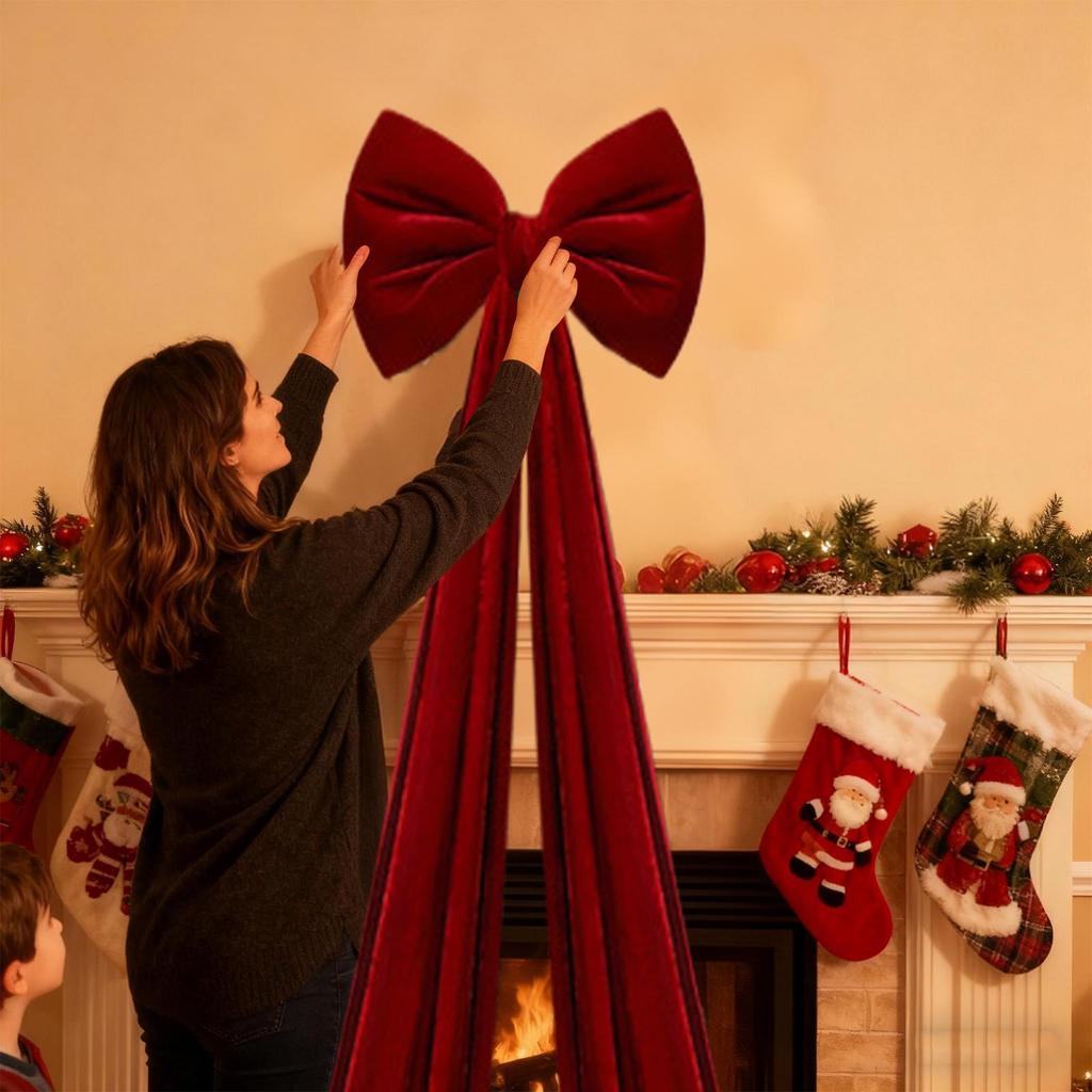 2025 Christmas Decorative Large Bow Christmas Decorative Bows For Christmas Tree Decoration Front Doors Outdoor Activities