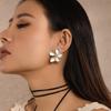 3D Metallic Ginkgo Leaf & Pearl Tassel Earrings
