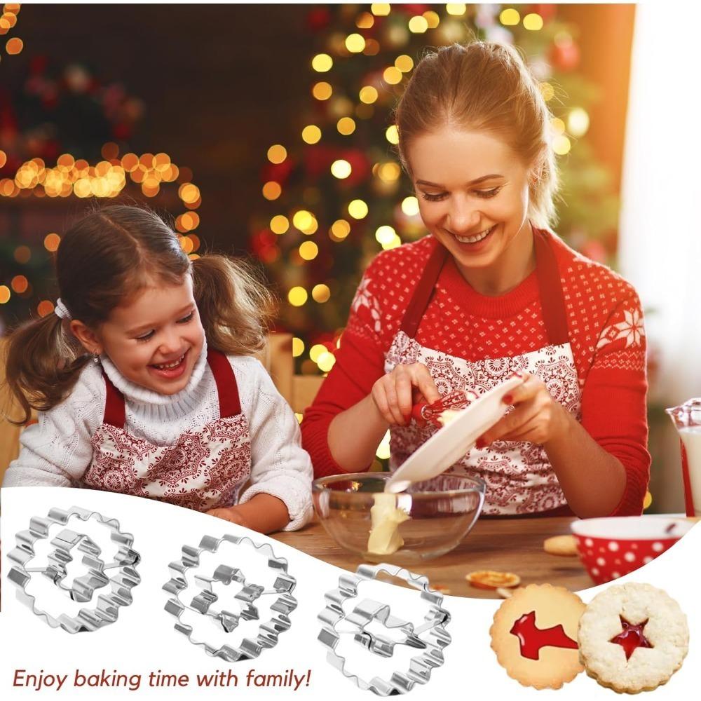 9 piece Christmas Stainless Steel Cookie Mold, Food-grade Baking Utensil Set, Suitable for Party Baking DIY Pastry Desserts