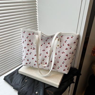 Geräumige Pendler-Handtasche, Modische und Stilvolle Umhängetasche, Tragetasche mit Blumendruck