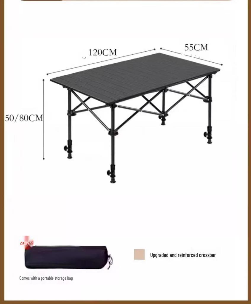 Verstellbarer Outdoor-Klapptisch für Grillen, Picknick und All-Terrain-Einsatz