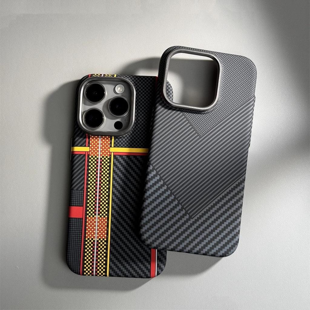 Applicable To IPhone 16 Track Kevlar Carbon Fiber Magnetic Phone Case Apple 15promax Anti Fall Protection Case