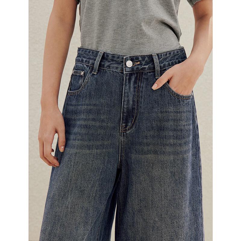 INMAN Women's Gradient Washed Cropped Denim Jeans