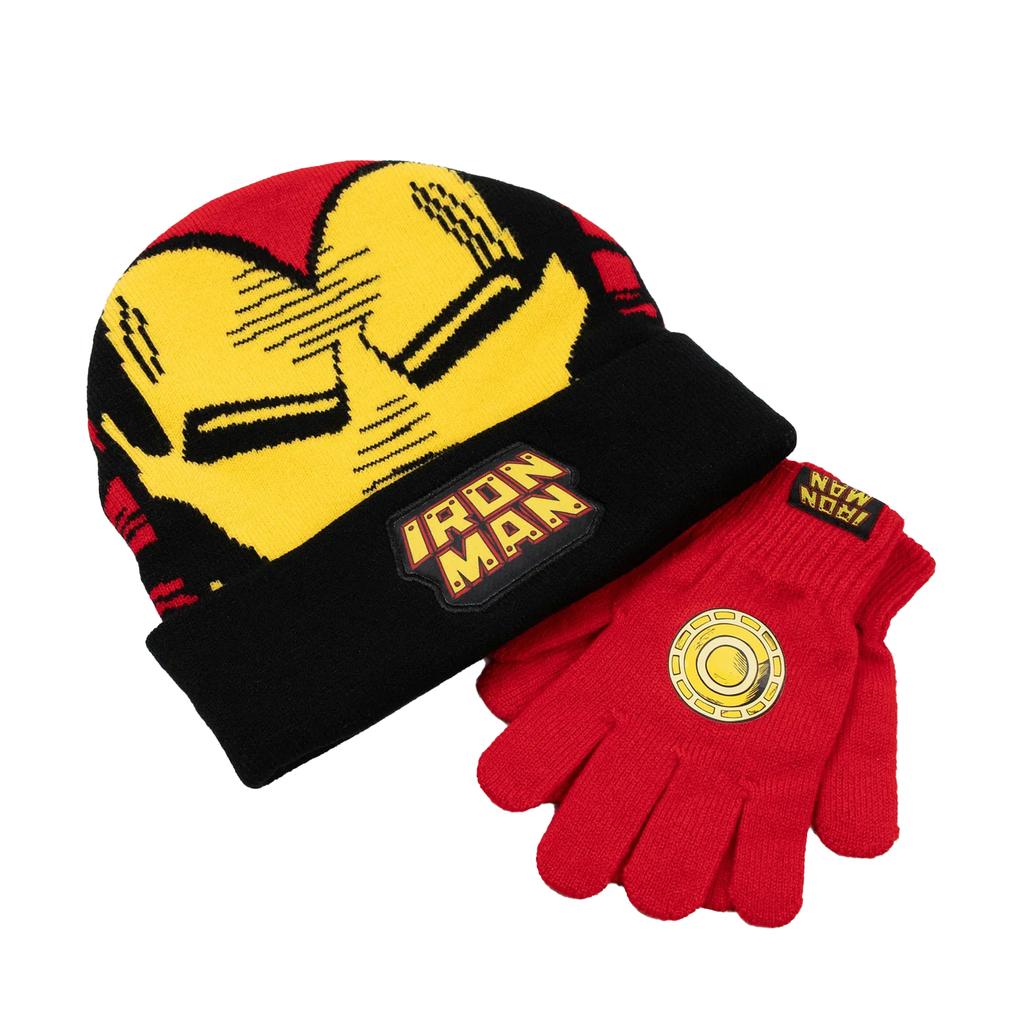 Iron Man Boys Logo Beanie & Gloves Set