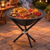 Folding Grill Black Finish Brazier Deep Bowl for Grilling