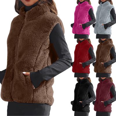 Women's Solid-color Fashionable Fleece Vest Jacket