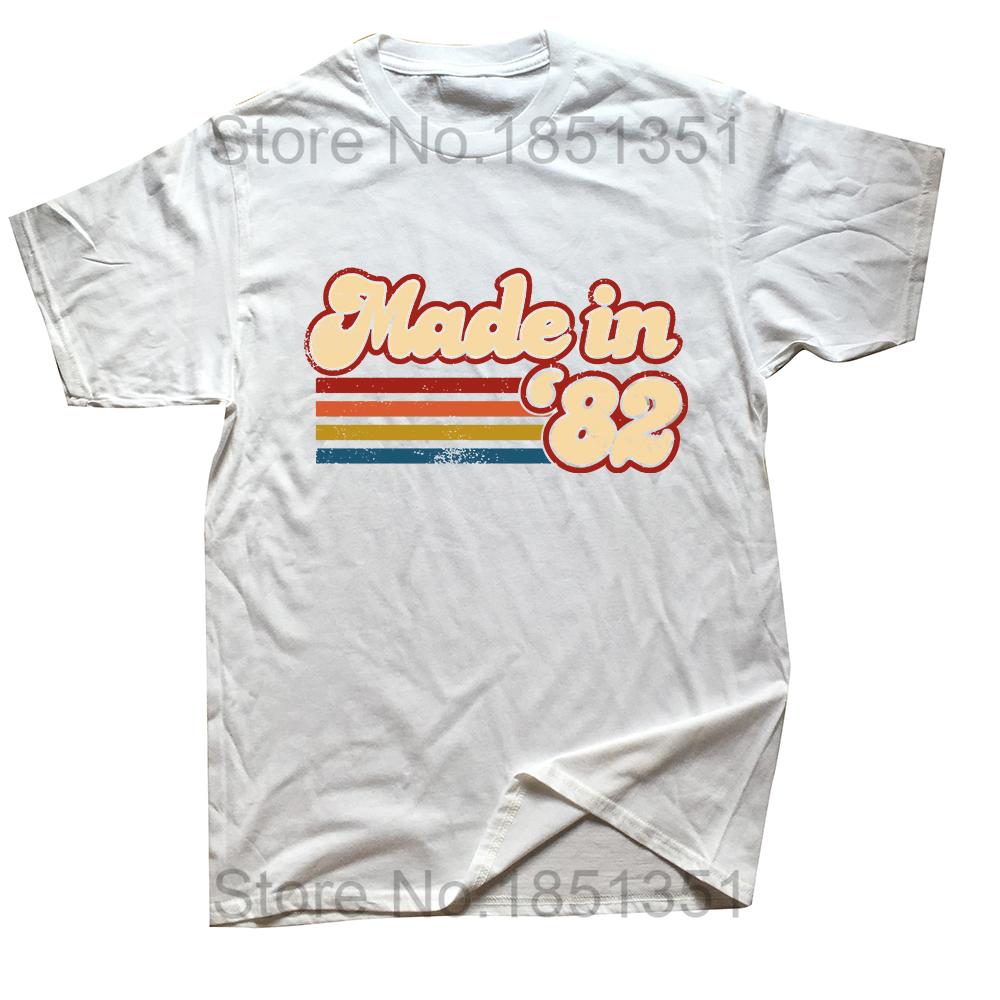 

Унисекс Винтаж Ретро 1982 День рождения Сделано в 1982 году День рождения Футболки унисекс Ограниченный выпуск Свободная футболка с рисунком Хлопковые классические футболки 4XL