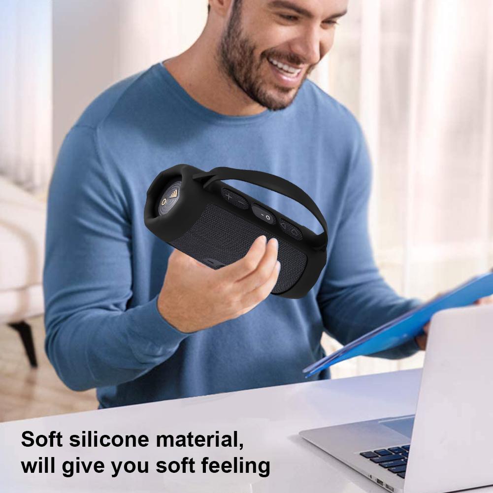 Silicone Cover Case Anti Drop Travel Carrying Protective Gel Soft Skin with Shoulder Strap for JBL Charge 5 Wi-Fi Speaker
