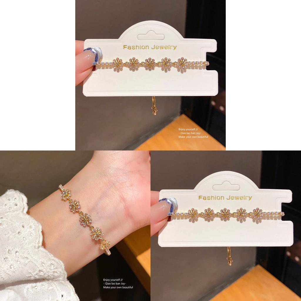 Flower Zircon Snowflake Bracelet With Pullaway Design For Womens Fashion Accessory