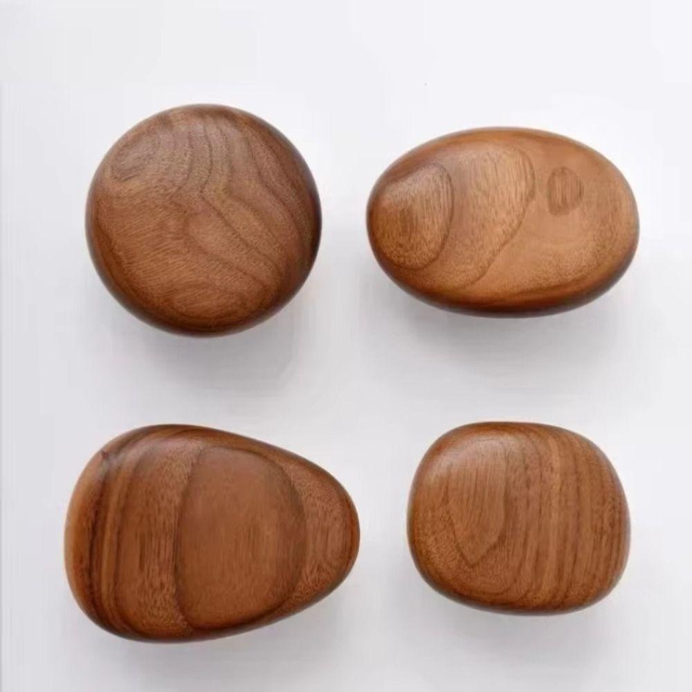 4pcs Key Hanger Beech Walnut Wood Wood Hook Punch Free Solid Wood Wall Hook Wood Handle Simple Design Towel Hook Home Decoration