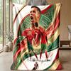 Cristiano Ronaldo Aufdruck Flanelldecke Hautfreundlich Warm Dekorativer Überwurf für Innen Couch Bett Tägliche Nutzung