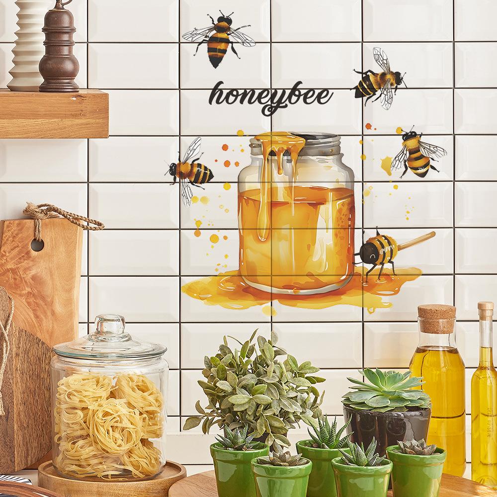 Fun-f155 Biehonning Glasskrukke Kjøkken Spisestue Hjemmedekor Veggklistremerke Selvklebende