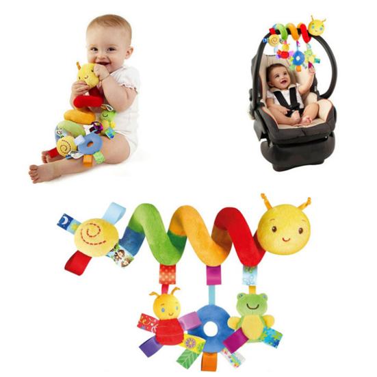 Baby Rattles Infant Spiral Plush Toy Bright Colors Baby Stroller Plush Toy Stimulating Baby Curiosity Toy for Newborn Infant