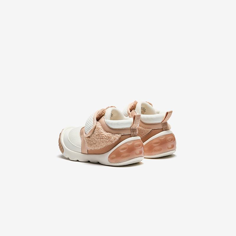 Anta Kids 5U Synthetic Leather Mesh Comfortable Versatile Anti-Kick Shock Absorption Low-Top Walking Shoes Baby Shoes White Brown A12440054-2