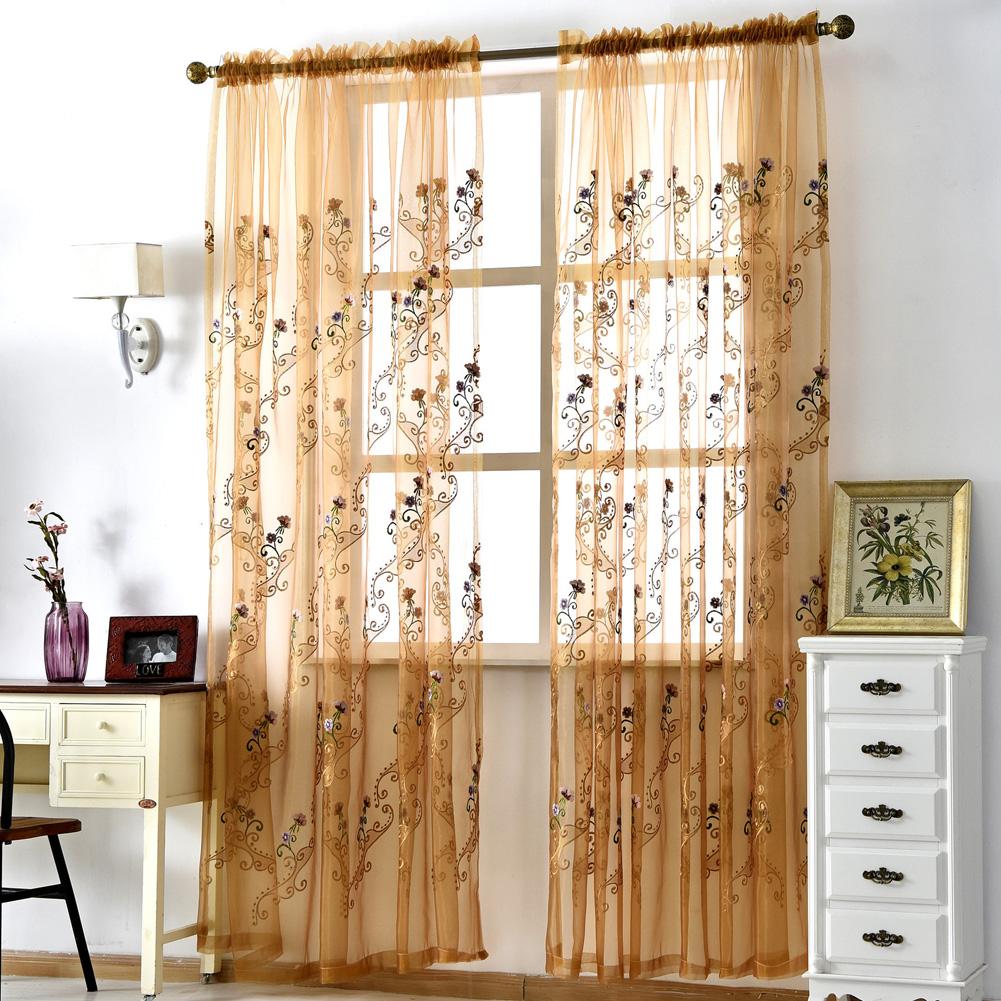 1 STÜCK Europäischer Vorhang aus besticktem Tüll, weiß, transparent, Gaze, Garn, Voile, Vorhänge, Fenstervorhang, Wohnzimmer, NAPEARL