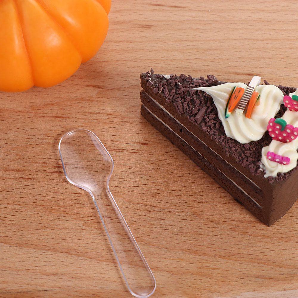 100 ks Průhledné Jednorázové Příbory Lžíce Plastové Jednorázové Čiré Plastové Lžíce Želé Pudink