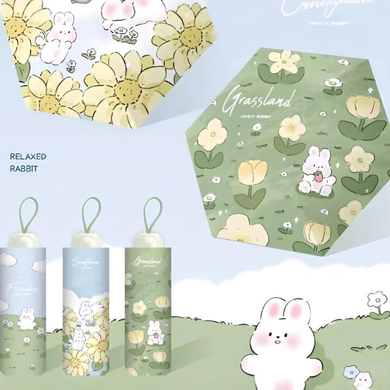 50% off pocket umbrella folding umbrella weather and rain cartoon rabbit sunscreen sun umbrella parasol