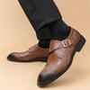 Britain Gentleman Pointed Business Leather Shoes For Men Monk Strap Loafers Designer Formal Wedding Dress Homecoming Footwear