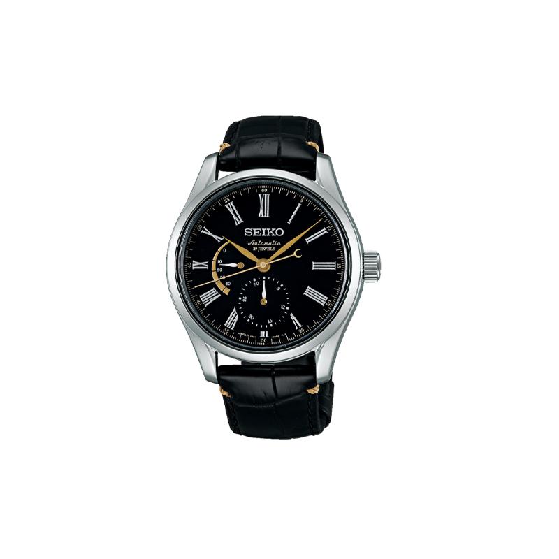 SEIKO Presage series 100 meters waterproof Automatic leather strap men s watch black dial SARW013 чёрный